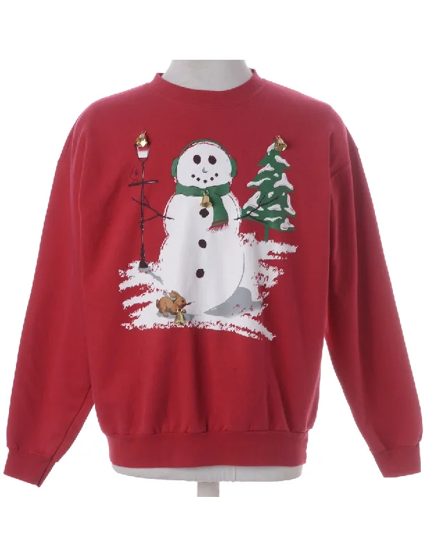Label Jingle Bells Sweatshirt Hoodie with Hem Embroidery Detailed Premium
