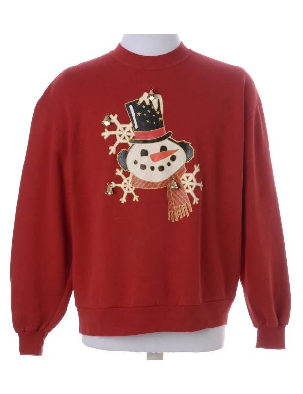 Label Jingle Bells Sweatshirt Hoodie with Hem Contrast Bold Stylish