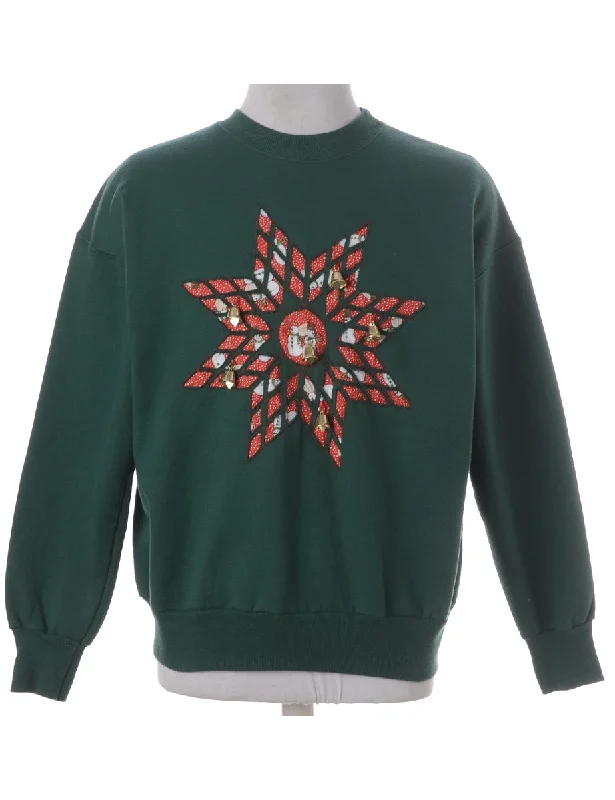Label Jingle Bells Sweatshirt Hoodie with Embroidery Detailed Premium