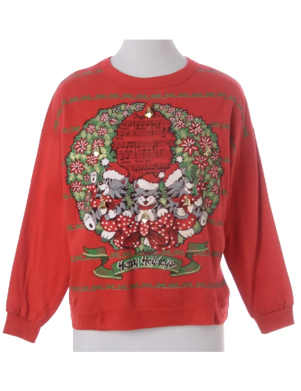 Label Jingle Bells Sweatshirt Hoodie with Stripes Bold Sporty