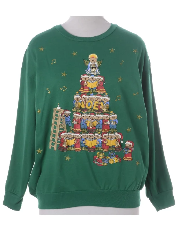 Label Jingle Bells Sweatshirt Hoodie with Illustration Artistic Creative