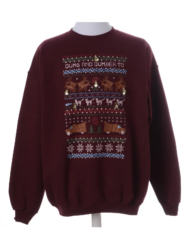 Label Jingle Bells Sweatshirt Hoodie with Applique Textured Unique