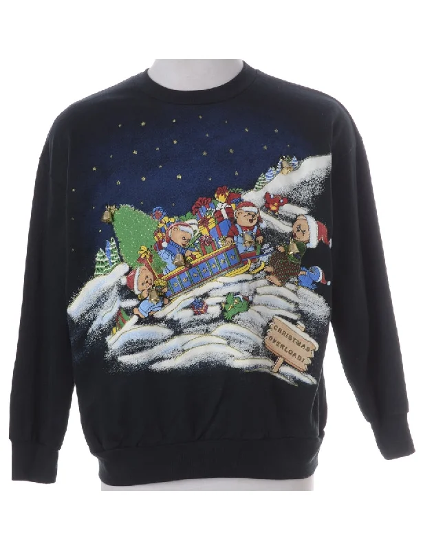Label Jingle Bells Sweatshirt Hoodie with Lace Feminine Delicate