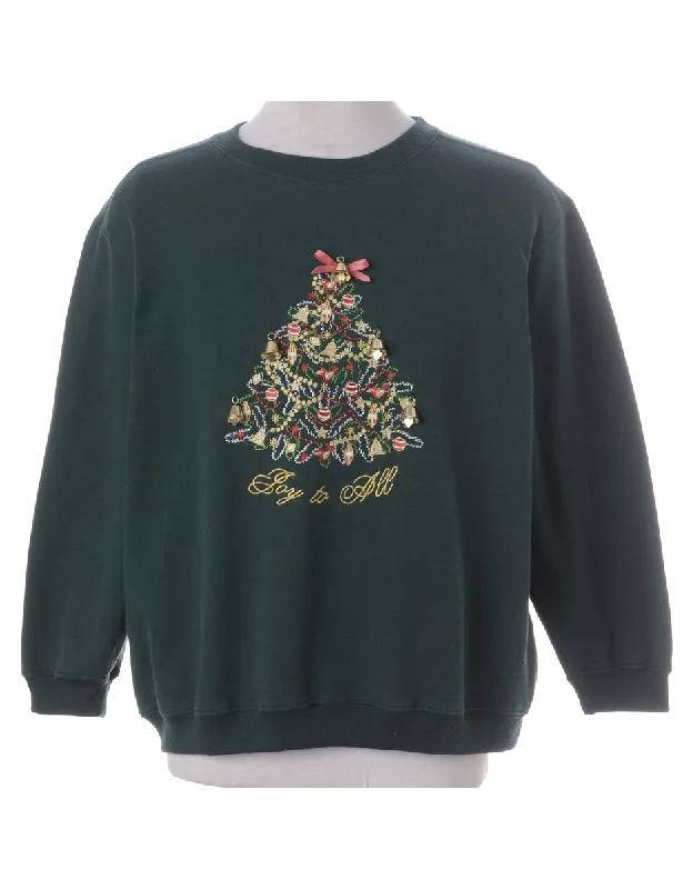 Label Jingle Bells Sweatshirt Hoodie with Oversized Fit Loose Comfortable