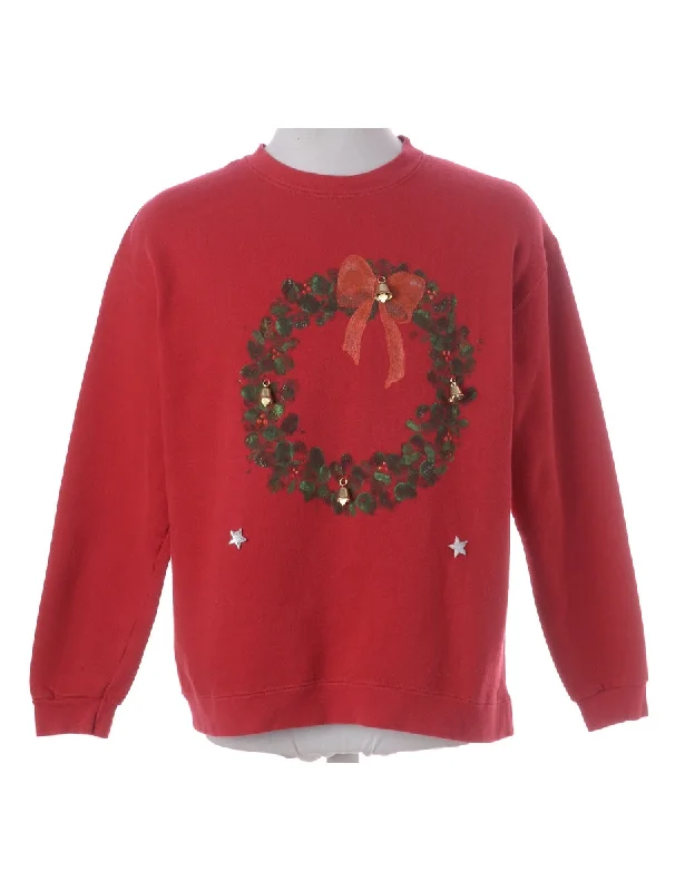 Label Jingle Bells Sweatshirt Hoodie with Contrast Stitching Detailed Premium