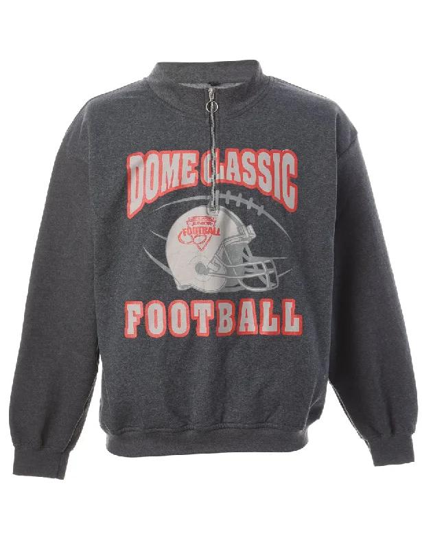 Label Kev High Neck Zip Sweatshirt Hoodie with V-Neck Classic Versatile