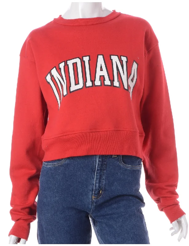 Label Louise Cropped Sports Sweatshirt Hoodie with Crew Neck Simple Timeless