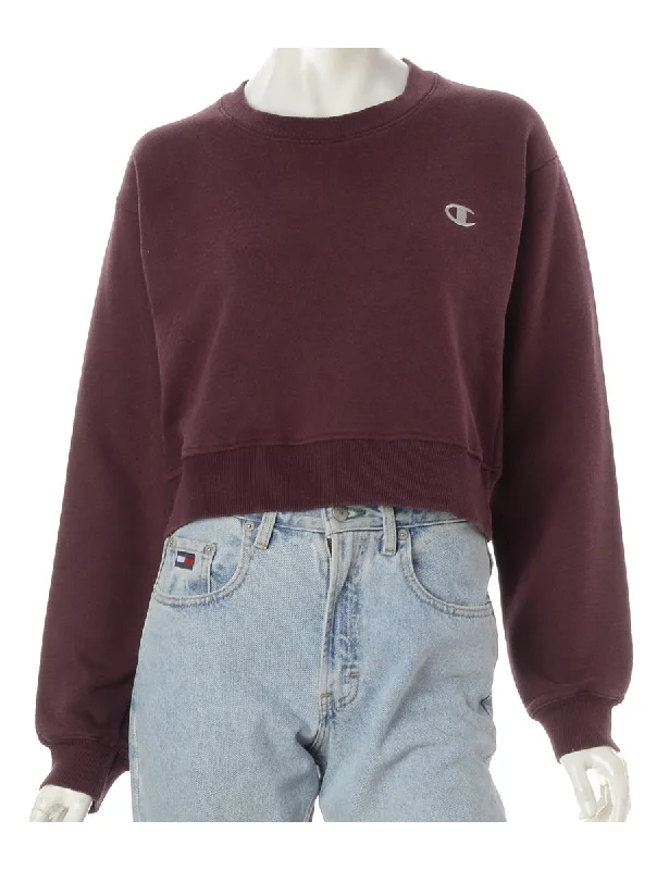 Label Louise Cropped Sports Sweatshirt Hoodie with Hem Embroidery Detailed Premium