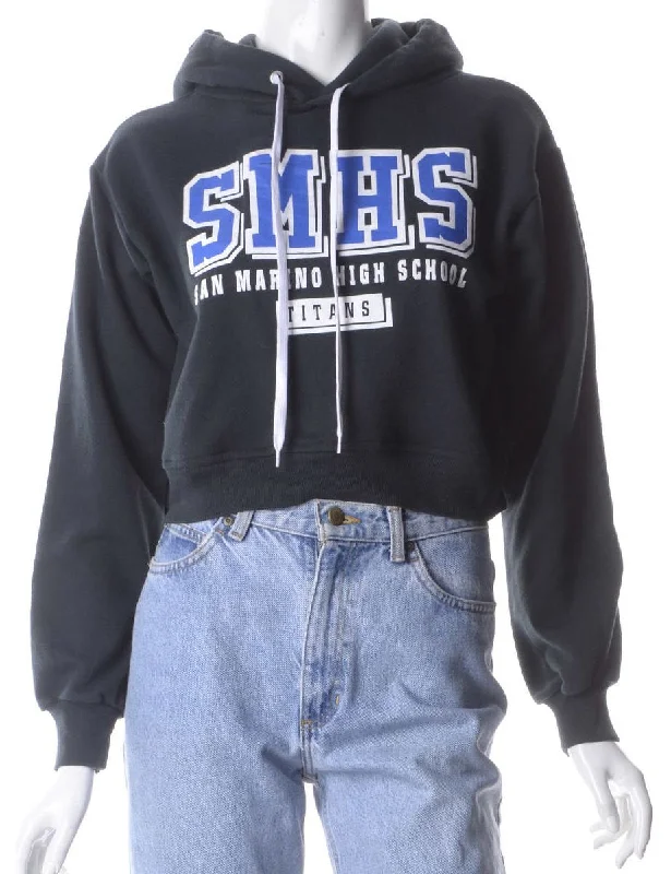 Label Louise Cropped Sports Sweatshirt Hoodie with Hem Ribbing Snug Secure