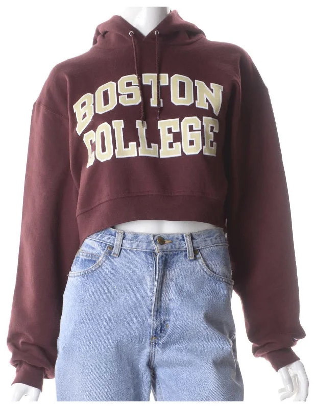 Label Louise Cropped Sports Sweatshirt Hoodie with Ribbed Cuffs Snug Fit Comfort