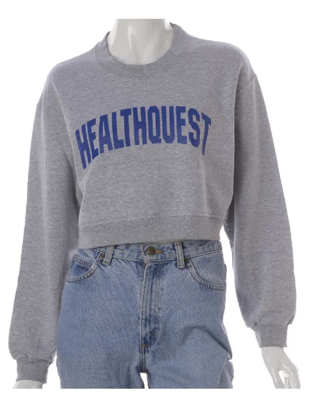 Label Louise Cropped Sports Sweatshirt Hoodie with Ribbed Hem Stretchable Secure