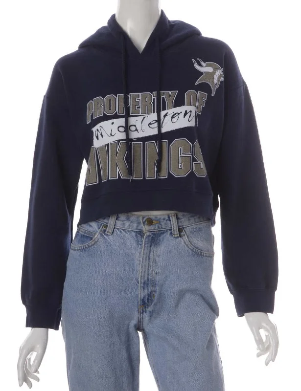 Label Louise Cropped Sports Sweatshirt Hoodie with Emblem Brand Identity