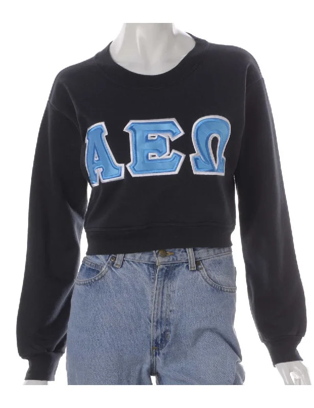 Label Louise Cropped Sports Sweatshirt Hoodie with Gradient Ombre Colorful