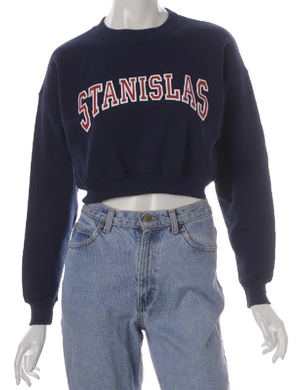 Label Louise Cropped Sports Sweatshirt Hoodie with Contrast Stitching Detailed Premium