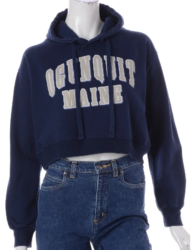 Label Louise Cropped Sports Sweatshirt Hoodie with Frayed Bohemian Relaxed