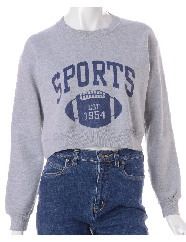 Label Louise Cropped Sports Sweatshirt Hoodie with Relaxed Fit Easy Casual