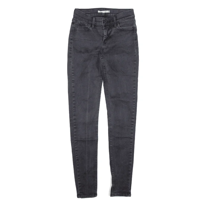 LEVI'S 710 Jeans Black Denim Slim Skinny Womens W26 L30 Fashionable Bootcut Jeans