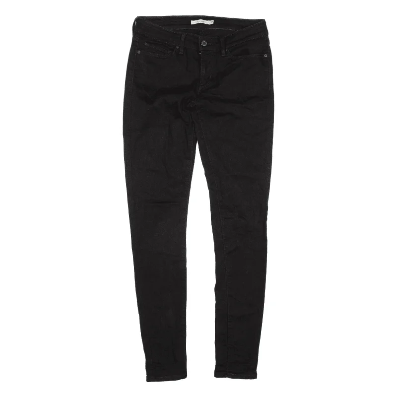 LEVI'S 711 Jeans Black Denim Slim Skinny Womens W27 L30 Elegant Tapered Leg Denim