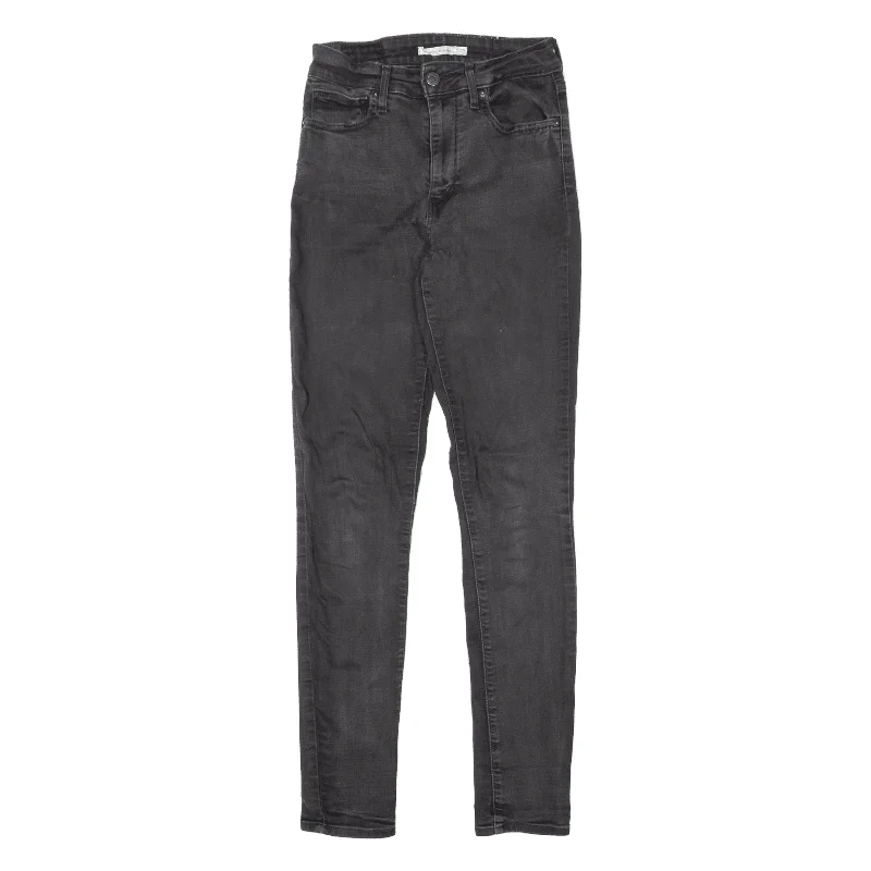 LEVI'S 721 High Rise Jeans Black Denim Slim Skinny Womens W23 L30 Fashionable Vintage Wash Jeans