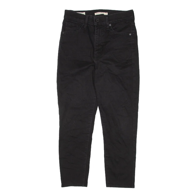 LEVI'S MIle High BIG E Jeans Black Denim Slim Skinny Womens W28 L23 Casual Straight-Leg Jeans