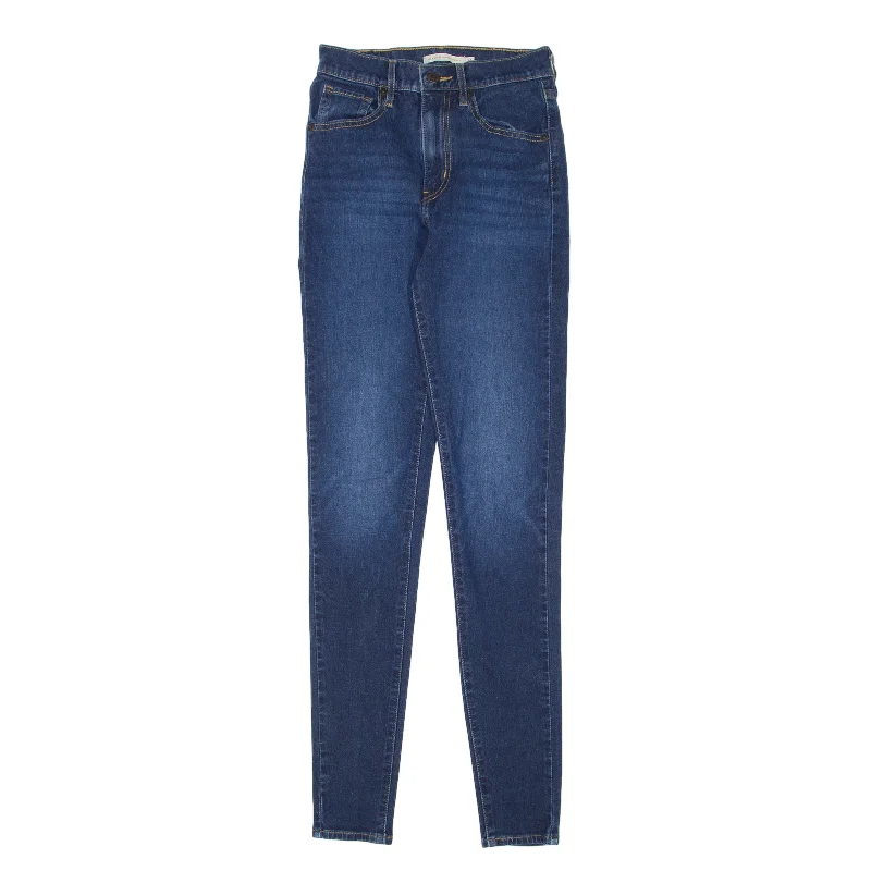 LEVI'S Mile High BIG E Jeans Blue Denim Slim Skinny Stone Wash Womens W24 L30 Trendy Bootcut High-Waisted Jeans