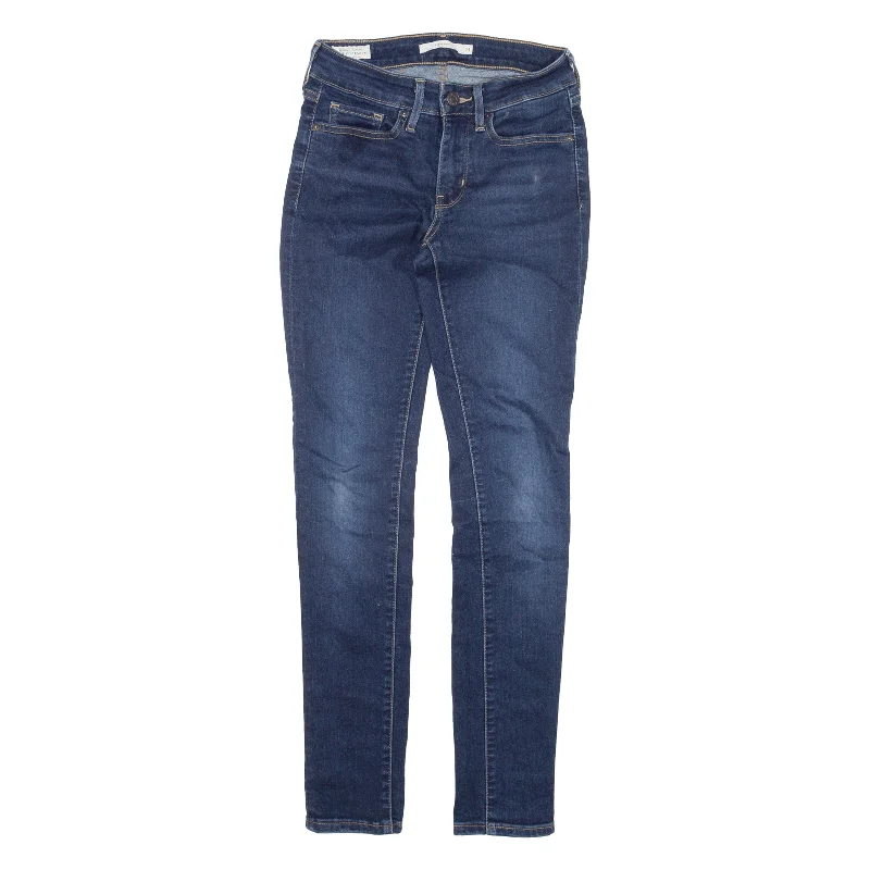 LEVI'S Premium Big E 711 Jeans Blue Denim Slim Skinny Womens W24 L30 Comfortable Boyfriend Jeans