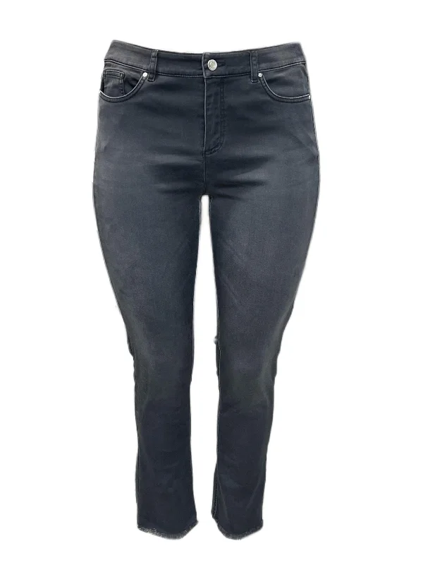 Marina Rinaldi Women's Grey Idrovoro Straight Leg Jeans NWT Stylish Paperbag Waist Denim Marina Rinaldi Women's Grey Idrovoro Straight Leg Jeans NWT Stylish Paperbag Waist Denim