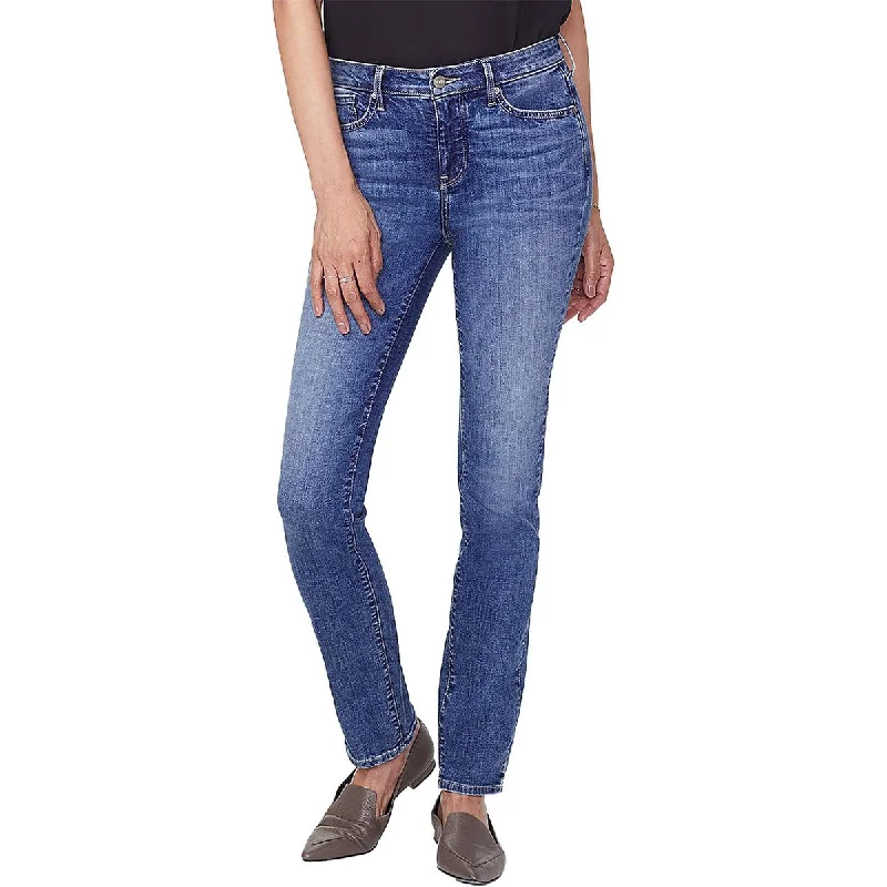 NYDJ Womens Mid-Rise Medium Wash Slim Jeans Cozy Relaxed Fit Denim Jeans