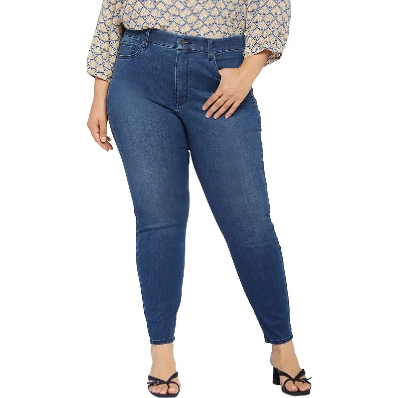 NYDJ Womens Plus Ami High Rise Medium Wash Skinny Jeans Classic Black Denim Jeans