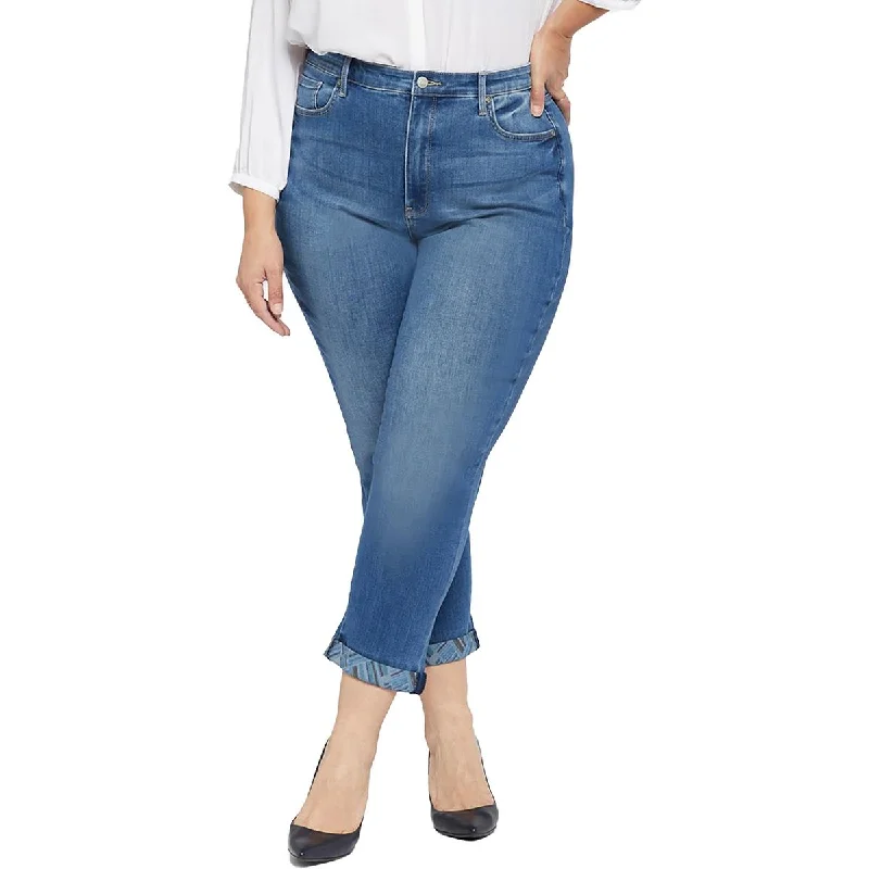 NYDJ Womens Plus Girlfriend Printed Cuff Medium Wash Skinny Jeans Fashionable Bootcut Jeans