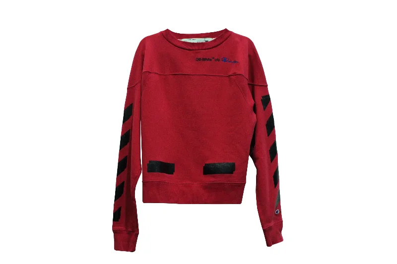 Off-White X Champion Sweatshirt in Red Cotton Hoodie with Gradient Ombre Colorful