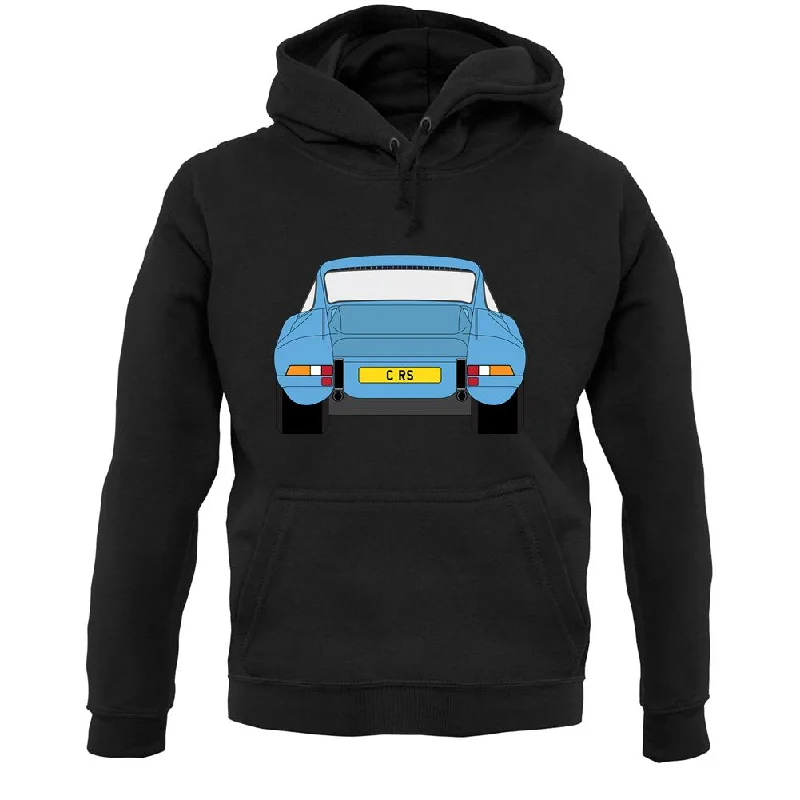911 Carrera Rs Rear Pastel Blue Unisex Hoodie Hoodie with Monochrome Minimalist Simple