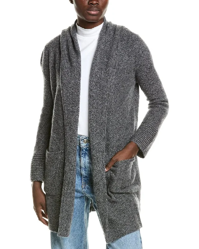 QUINN Hooded Cashmere Coatigan Hoodie with Magnetic Closure Innovative Modern