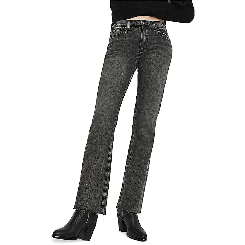 Rag & Bone Womens Peyton Mid Rise Raw Hem Bootcut Jeans Stylish Cargo Style Jeans