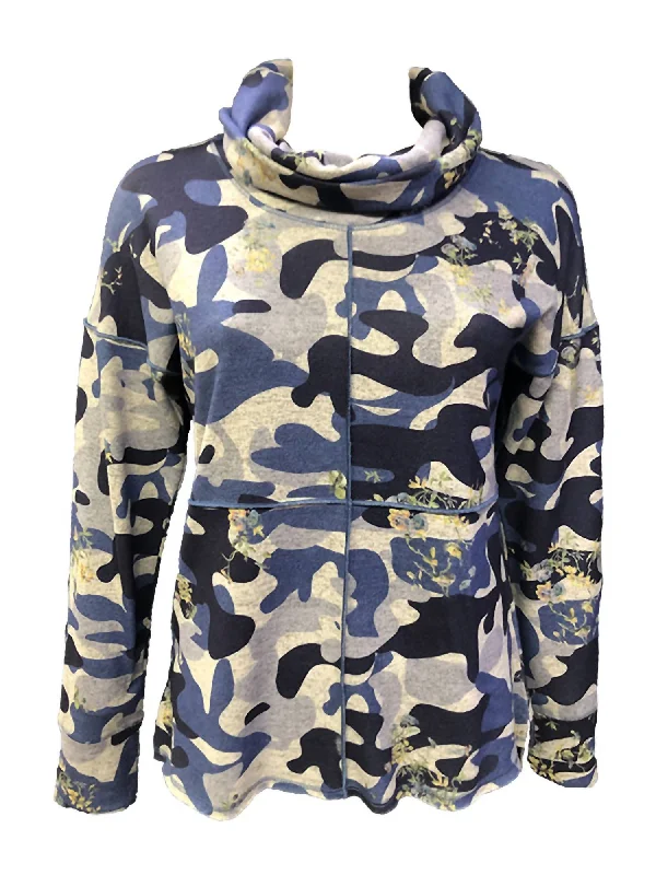 Tri-Blend Cowl Sweatshirt In Multi Hoodie with Double Zipper Versatile Adjustable
