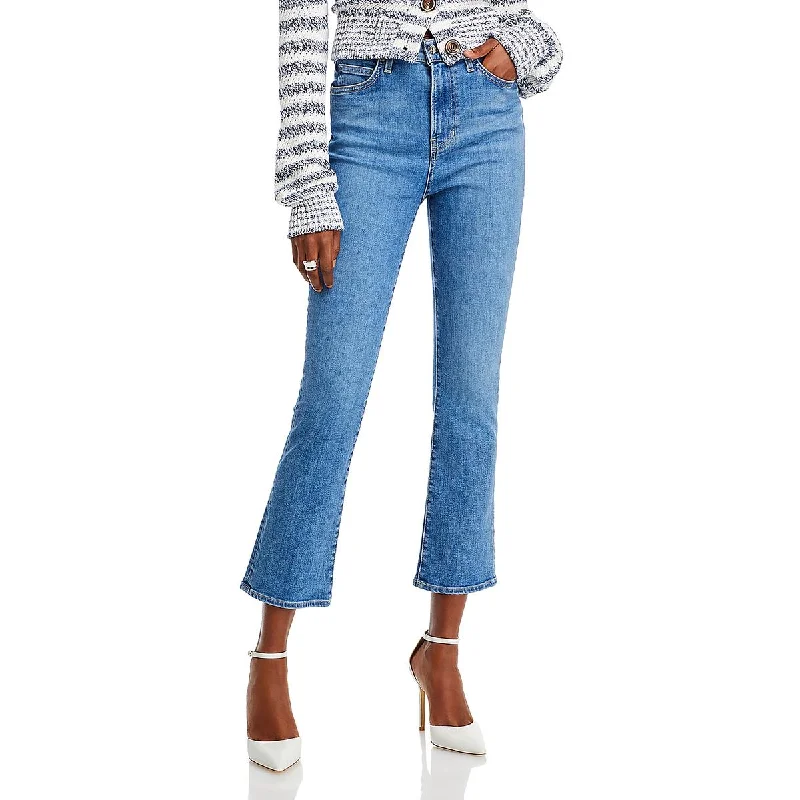 Veronica Beard Womens Carly Denim Cropped Flared Jeans Cozy Tencel Blend Denim Jeans