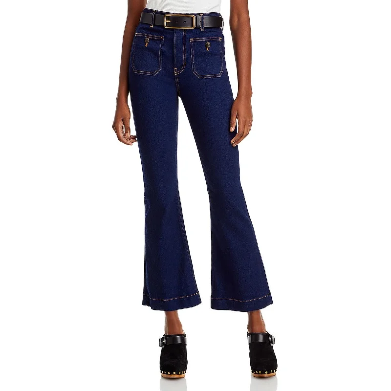 Veronica Beard Womens Carson Denim Flare Ankle Jeans Trendy Skinny Fit Jeans