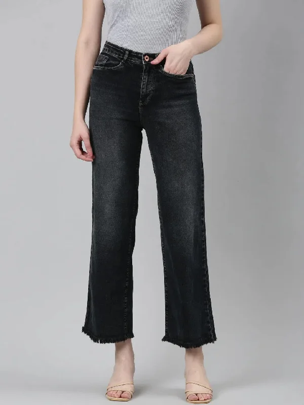 Women Charcoal Solid Mom Fit Denim Jeans-IM-10247-Charcoal Trendy Pleated Waist Jeans