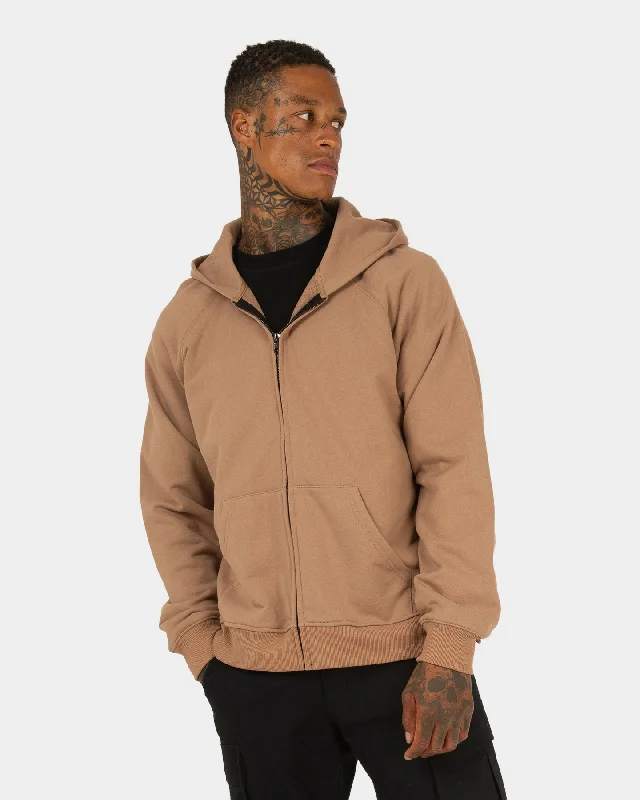 XXIII Everyday Zip Hoodie Taupe Hoodie with High Neck Warm Protective