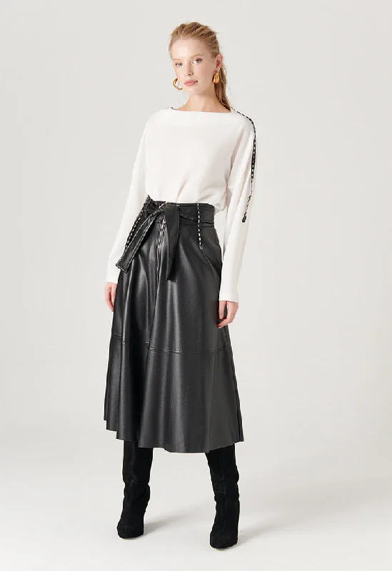 Faux Leather Skirt With Faux Leather Belt lace skirt intricate