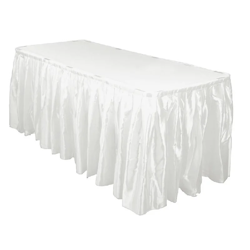 14 Ft. White Accordion Pleat Bridal Satin Table Skirt