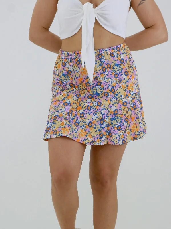Women's Floral Printed Mini Skirt,Multi wrap skirt elegant