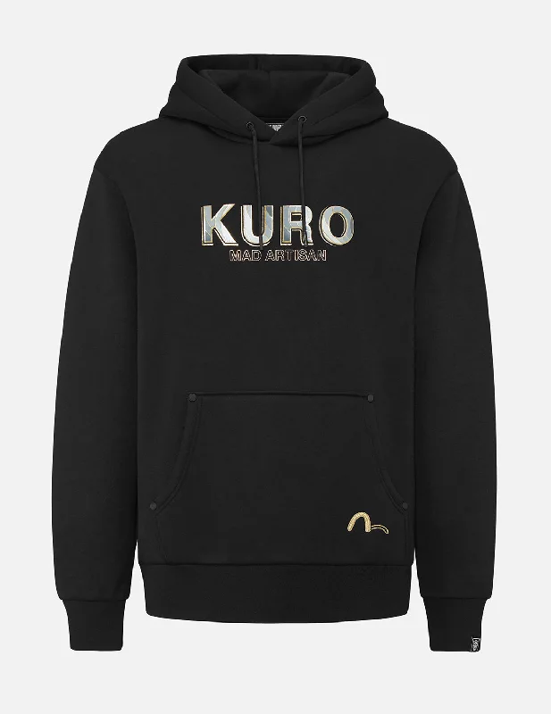 3D Ukiyo-E Infused Logo Print Hoodie Hoodie with Raw Hem Edgy Unfinished