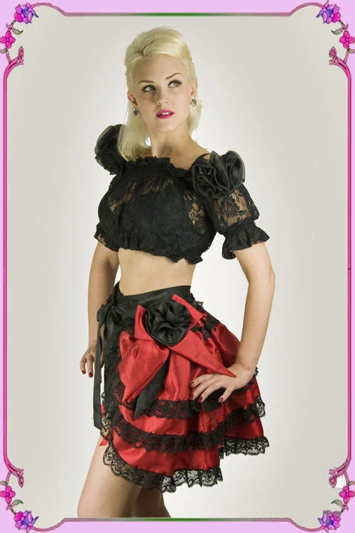 Red with Black lace