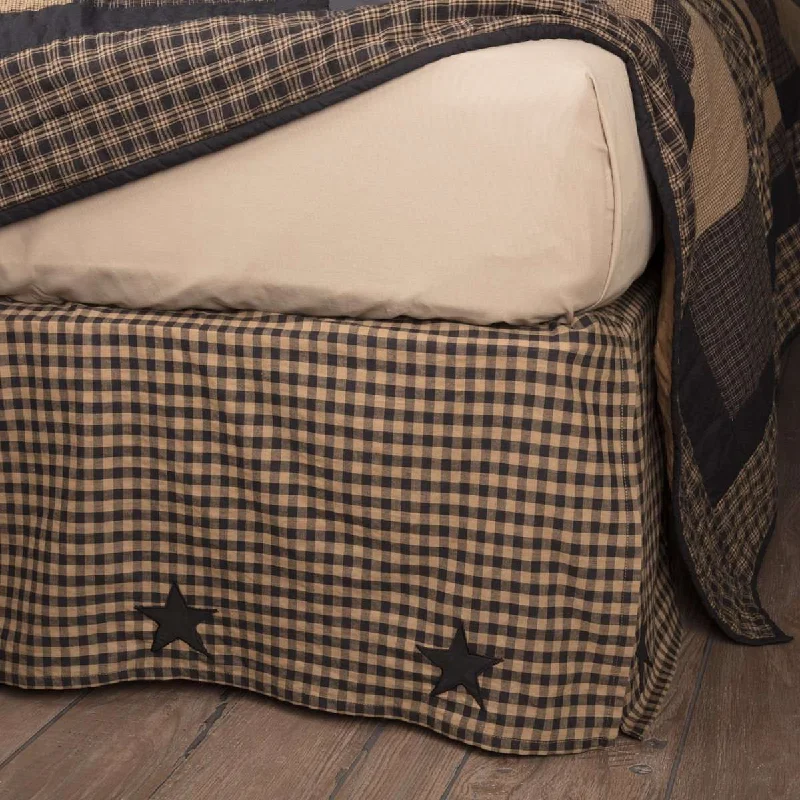 Black Check Star Bed Skirts Raven Black, Khaki Tan VHC Brands silk skirt elegant
