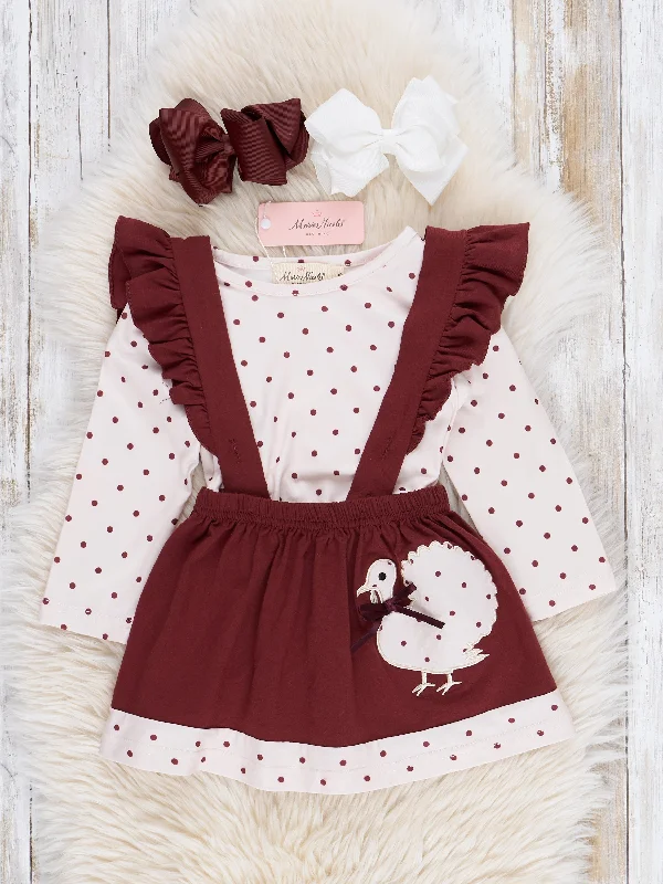 Brown Dots Turkey Ruffle Skirtall Set