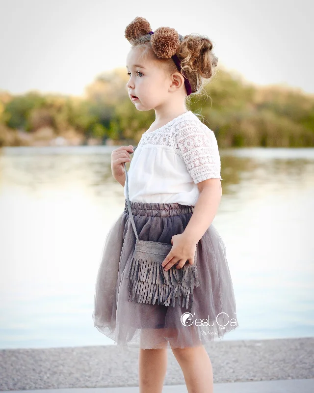 Claire Kids Ash Gray Soft Tulle Skirt cashmere skirt fine