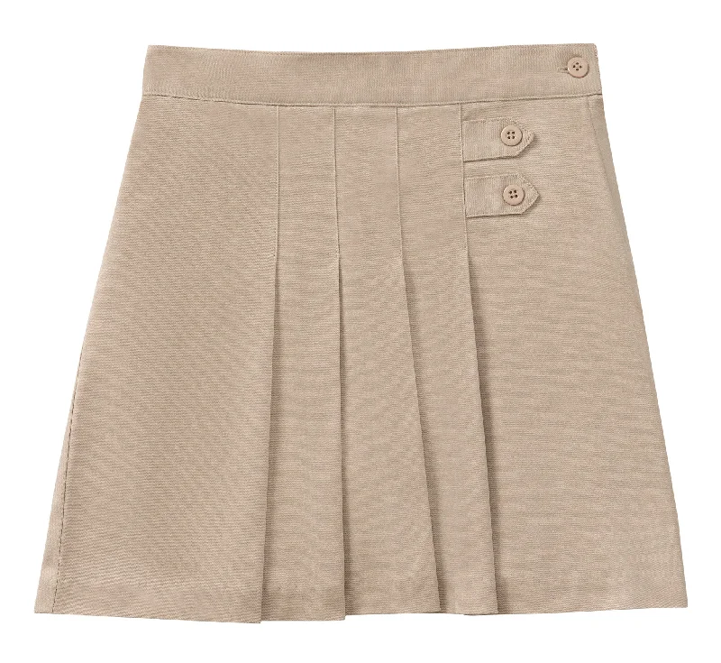 Flat Back Khaki Tab Skort leather skirt sleek