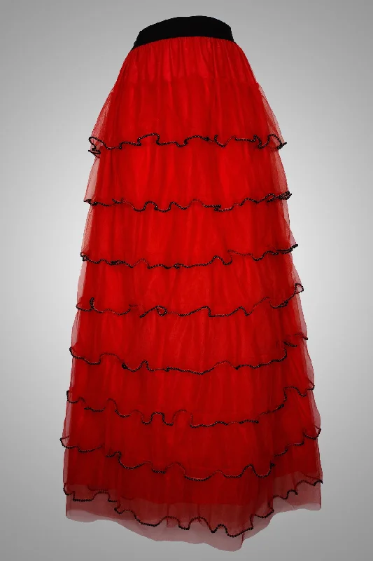 X7369 PEARLED SKIRT (BLK, RED) cashmere skirt fine