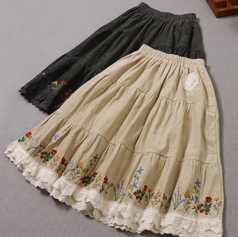 Cottagecore Embroidery Vintage Skirt lace skirt delicate